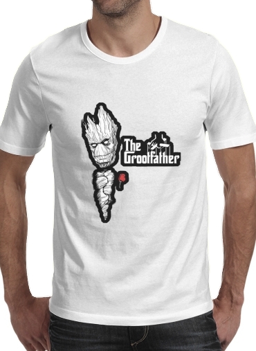  GrootFather is Groot x GodFather para Manga curta T-shirt homem em torno do pescoço
