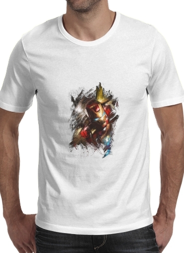  Grunge Ironman para Manga curta T-shirt homem em torno do pescoço