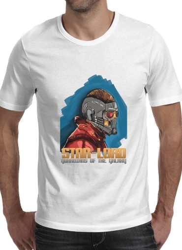  Guardians of the Galaxy: Star-Lord para Manga curta T-shirt homem em torno do pescoço