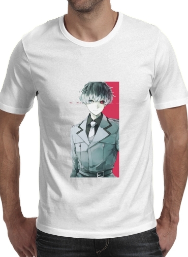  haise sasaki para Manga curta T-shirt homem em torno do pescoço