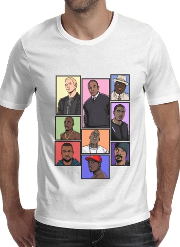  Hip Hop Legends para Manga curta T-shirt homem em torno do pescoço