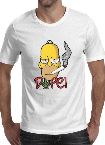  Homer Dope Weed Smoking Cannabis para Manga curta T-shirt homem em torno do pescoço