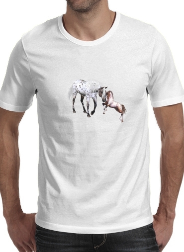  Horses Love Forever para Manga curta T-shirt homem em torno do pescoço