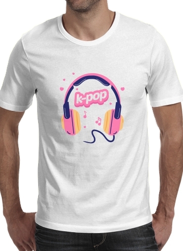  I Love Kpop Headphone para Manga curta T-shirt homem em torno do pescoço
