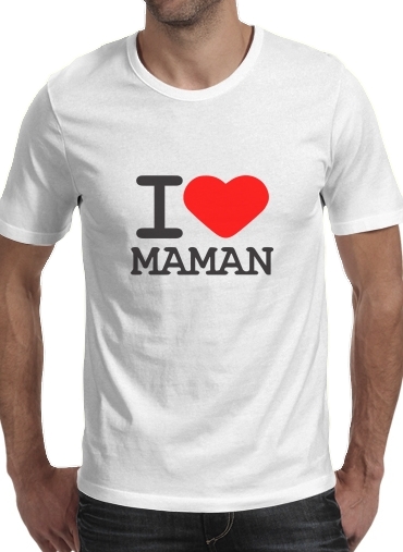  I love Maman para Manga curta T-shirt homem em torno do pescoço