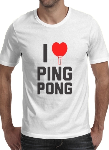  I love Ping Pong para Manga curta T-shirt homem em torno do pescoço