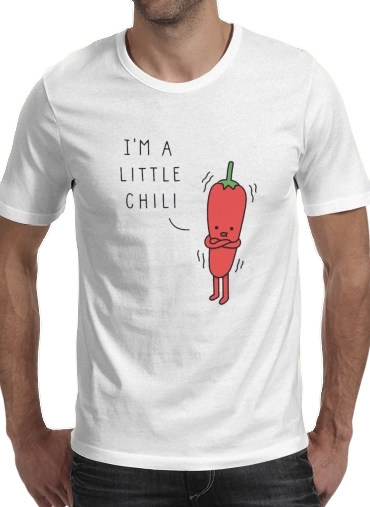  Im a little chili para Manga curta T-shirt homem em torno do pescoço
