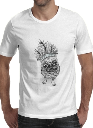  Indian Pug para Manga curta T-shirt homem em torno do pescoço