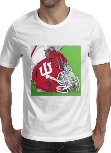  Indiana College Football para Manga curta T-shirt homem em torno do pescoço