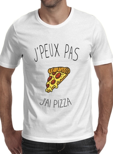  Je peux pas jai pizza para Manga curta T-shirt homem em torno do pescoço