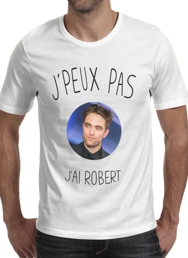  Je peux pas jai Robert Pattinson para Manga curta T-shirt homem em torno do pescoço