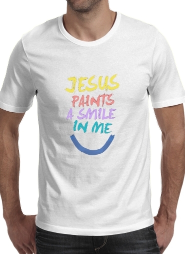  Jesus paints a smile in me Bible para Manga curta T-shirt homem em torno do pescoço