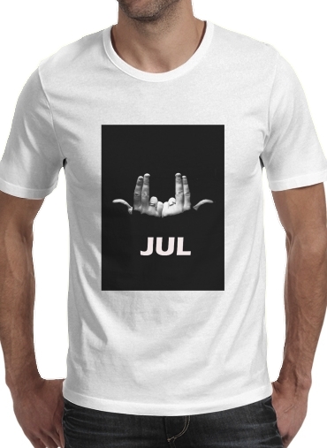 black- Jul Rap para Manga curta T-shirt homem em torno do pescoço