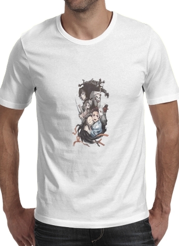  Kimetsu no Yaiba para Manga curta T-shirt homem em torno do pescoço