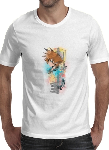  Kingdom of Watercolros para Manga curta T-shirt homem em torno do pescoço