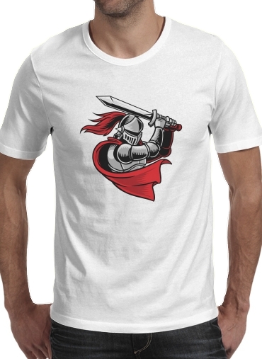  Knight with red cap para Manga curta T-shirt homem em torno do pescoço