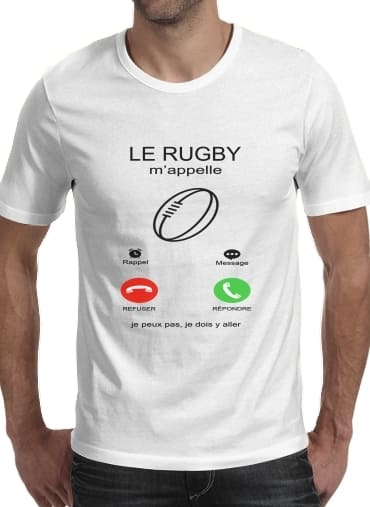  Le rugby mappelle para Manga curta T-shirt homem em torno do pescoço