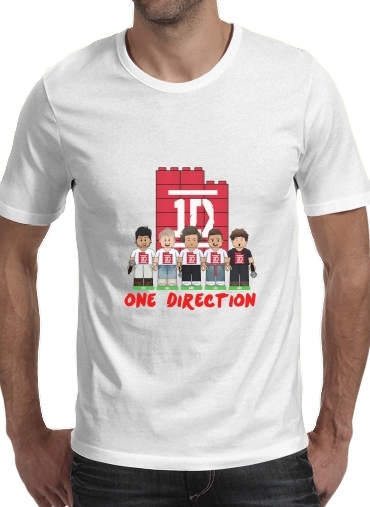  Lego: One Direction 1D para Manga curta T-shirt homem em torno do pescoço