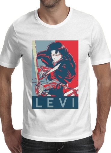  Levi Propaganda para Manga curta T-shirt homem em torno do pescoço