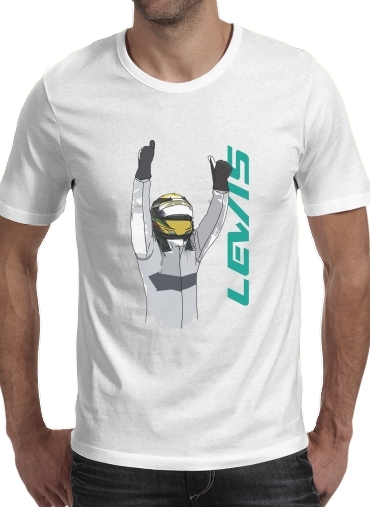  Lewis Hamilton F1 para Manga curta T-shirt homem em torno do pescoço