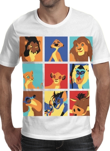  Lion pop para Manga curta T-shirt homem em torno do pescoço