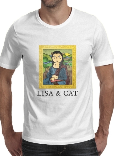  Lisa And Cat para Manga curta T-shirt homem em torno do pescoço