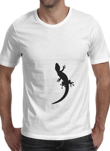  Lizard para Manga curta T-shirt homem em torno do pescoço