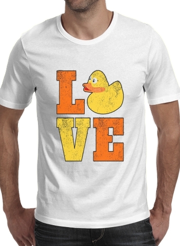 black- Love Ducks para Manga curta T-shirt homem em torno do pescoço