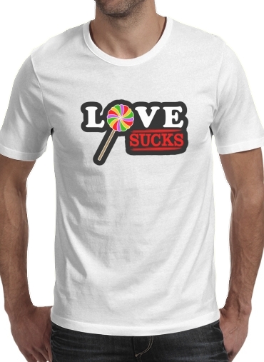  Love Sucks para Manga curta T-shirt homem em torno do pescoço