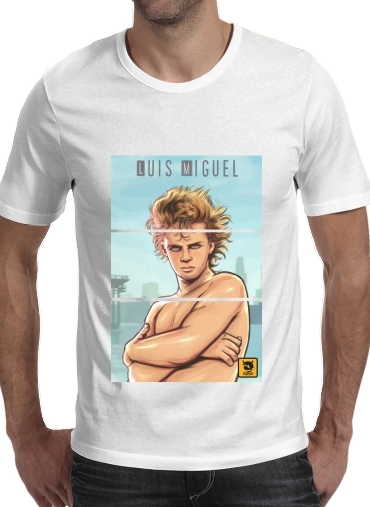  Luis Miguel para Manga curta T-shirt homem em torno do pescoço