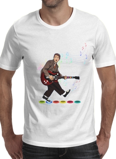  Marty McFly plays Guitar Hero para Manga curta T-shirt homem em torno do pescoço