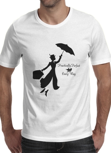  Mary Poppins Perfect in every way para Manga curta T-shirt homem em torno do pescoço