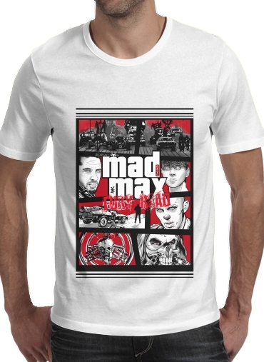  Mashup GTA Mad Max Fury Road para Manga curta T-shirt homem em torno do pescoço