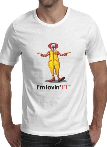  Mcdonalds Im lovin it - Clown Horror para Manga curta T-shirt homem em torno do pescoço