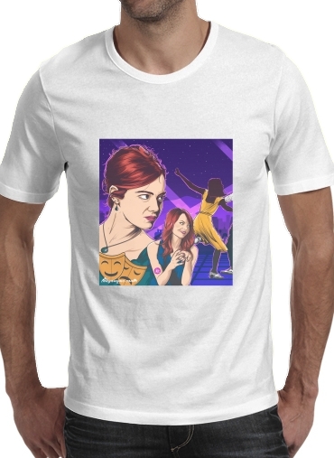  Mia La La Land para Manga curta T-shirt homem em torno do pescoço