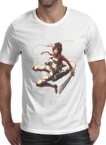  Mikasa Titan para Manga curta T-shirt homem em torno do pescoço