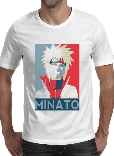  Minato Propaganda para Manga curta T-shirt homem em torno do pescoço