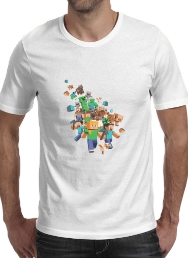  Minecraft Creeper Forest para Manga curta T-shirt homem em torno do pescoço