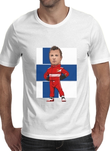  MiniRacers: Kimi Raikkonen - Ferrari Team F1 para Manga curta T-shirt homem em torno do pescoço