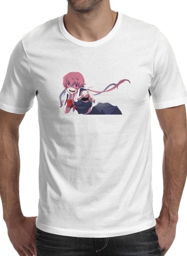  Mirai Nikki para Manga curta T-shirt homem em torno do pescoço