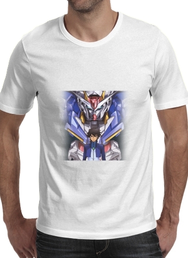  Mobile Suit Gundam para Manga curta T-shirt homem em torno do pescoço