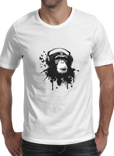  Monkey Business - White para Manga curta T-shirt homem em torno do pescoço