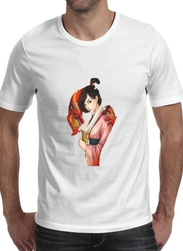  Mulan Warrior Princess para Manga curta T-shirt homem em torno do pescoço