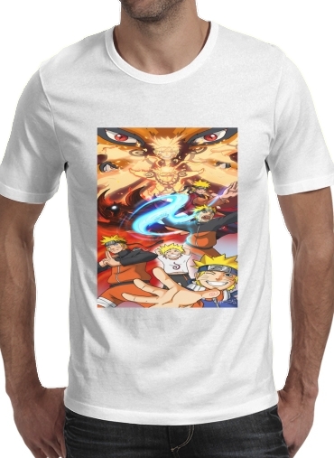 Naruto Evolution para Manga curta T-shirt homem em torno do pescoço