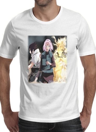  Naruto Sakura Sasuke Team7 para Manga curta T-shirt homem em torno do pescoço