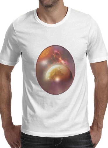  New Solar System para Manga curta T-shirt homem em torno do pescoço