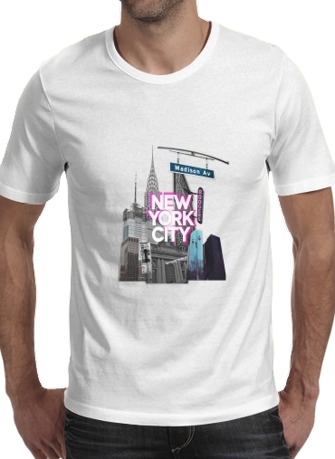  New York City II [pink] para Manga curta T-shirt homem em torno do pescoço