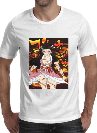  Nezuka Angry para Manga curta T-shirt homem em torno do pescoço