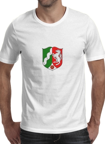  Nordrhein Westfalen para Manga curta T-shirt homem em torno do pescoço