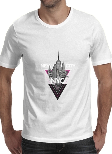  NYC V [pink] para Manga curta T-shirt homem em torno do pescoço